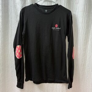 Simply Southern‎ Black Long Sleeve Christmas Pineapple Print Elbow Patch Size S